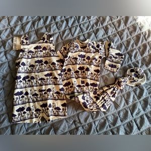 Whimsical purple mushroom knotted gown & shortie set